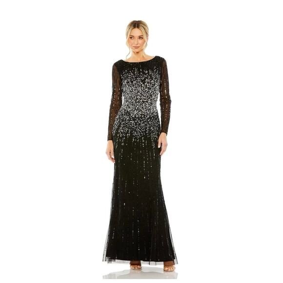 MAC DUGGAL High Neck
Sequin Embellished Longsleeve
A-Line Gown 9226 NWOT $598 - Picture 1 of 7
